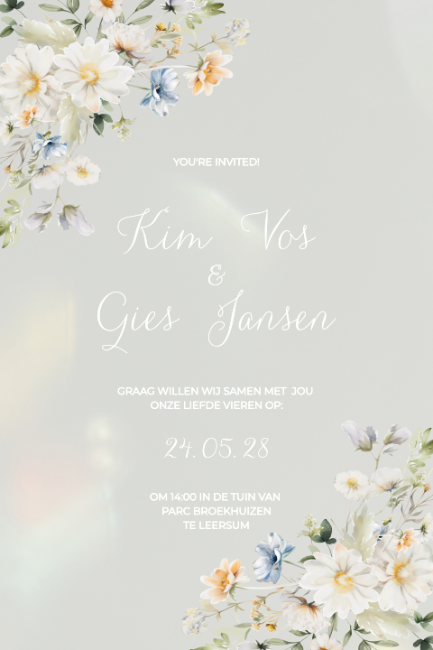 Acryl trouwkaart met bloemen | Blooming Clarity