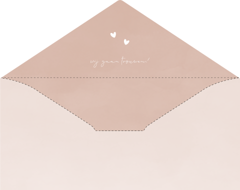 Inlay envelop oudroze watercolor met hartjes