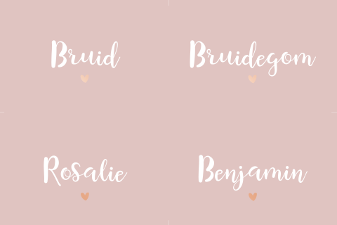 DIY naamkaartje oudroze met roségoudfolie