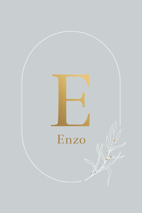 Elegant geboortekaartje jongen | initiaal in mat goud