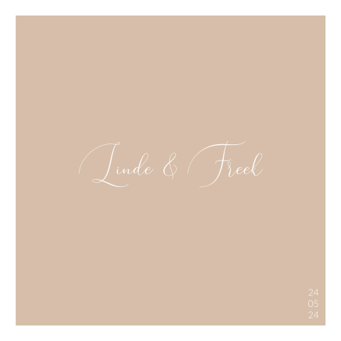 Trouwkaart kalligrafie in zandkleur