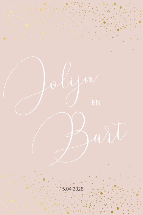 Trouwkaart oudroze met spetters