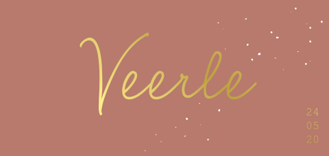 Modern geboortekaartje met goudfolie en spettertjes
