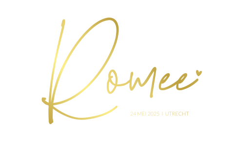 Minimalistisch geboortekaartje hartje met goudfolie