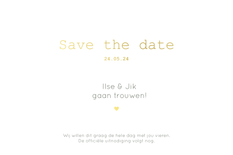Save the date kalkpapier typemachine goudfolie