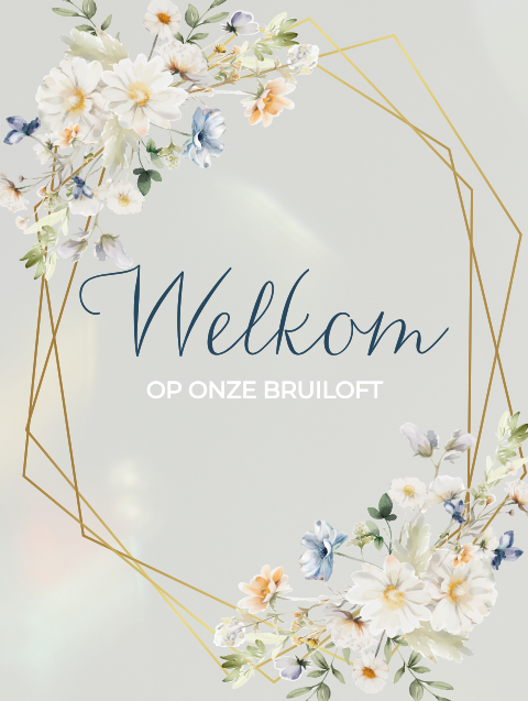 Welkomstbord transparant met bloemen frame | Blooming Clarity