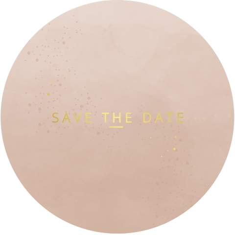Save the date kaart rond met spetters