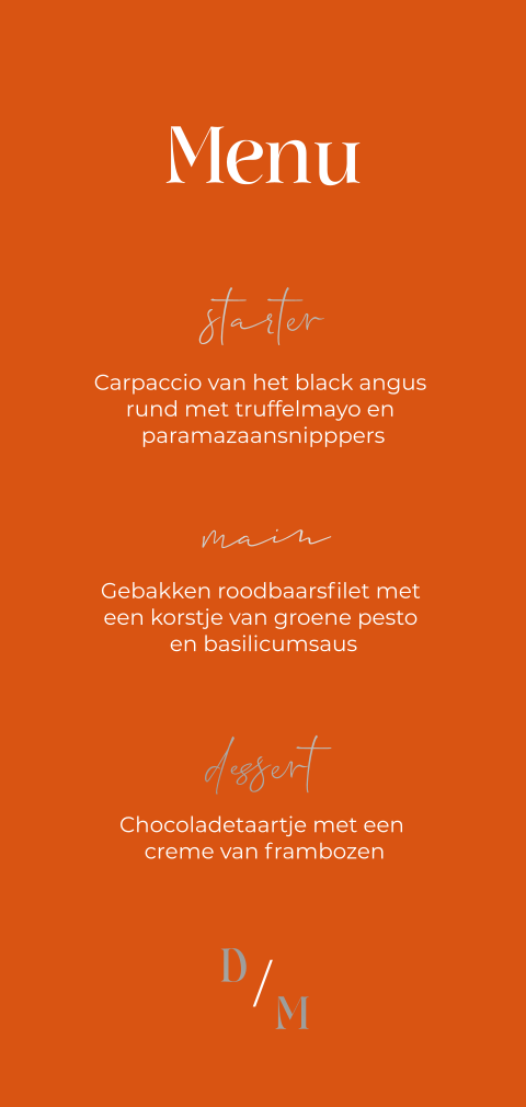 Menukaart - Colorful Rebel oranje