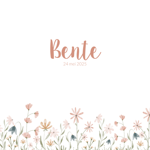 Geboortekaartje meisje bloemenveld