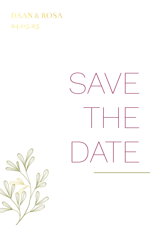Save the date - ginkgo blad wedding stationery