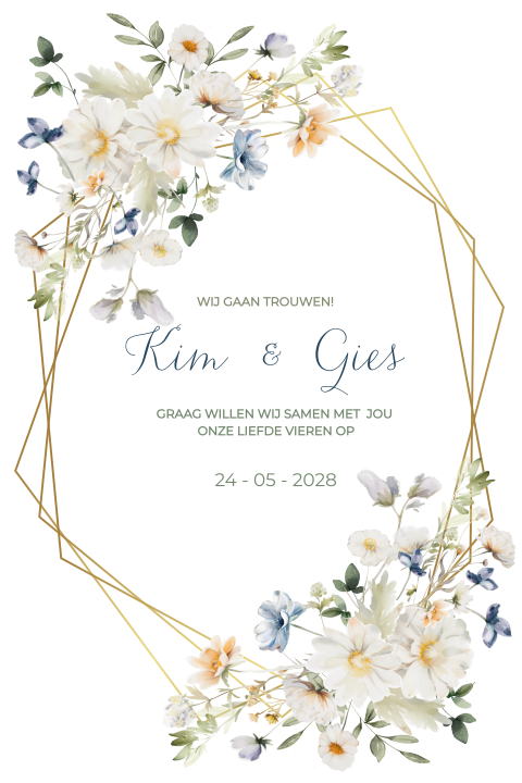 Gevouwen trouwkaart met bloemen | Blooming Clarity