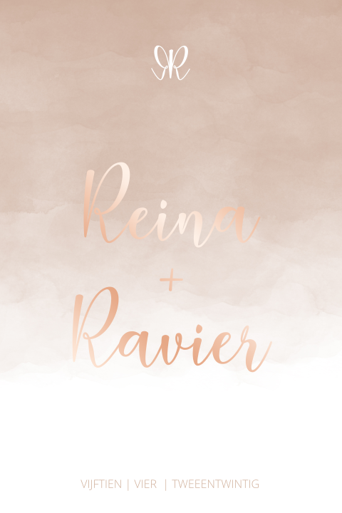 Trouwkaart watercolor neutraal