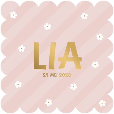 Hip geboortekaartje meisje | Oudroze met bloemetjes en strepen