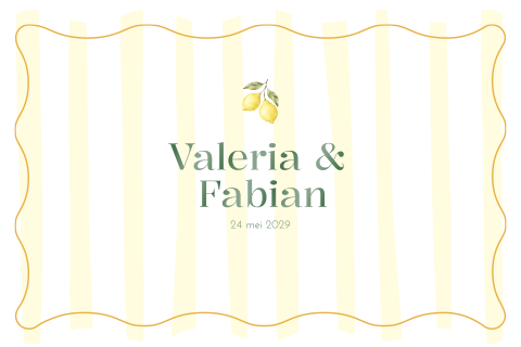 Trouwkaart met golvende rand en citroentjes | Italian Summer