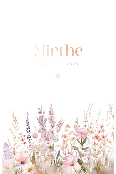 Geboortekaartje meisje pastel bloemen