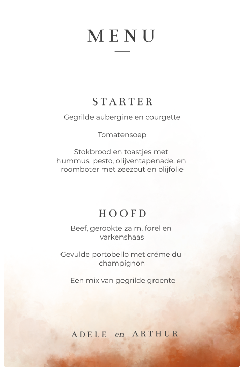 Bohemian Dream menukaart boog