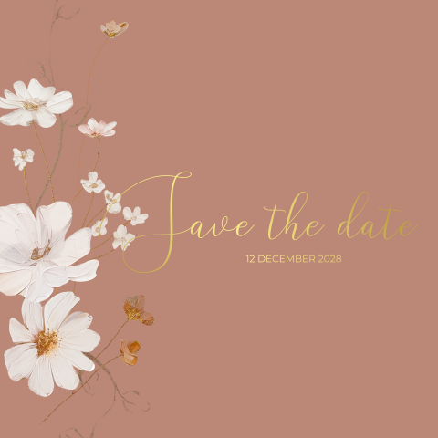 Elegante save the date kalligrafie olieverf bloemen