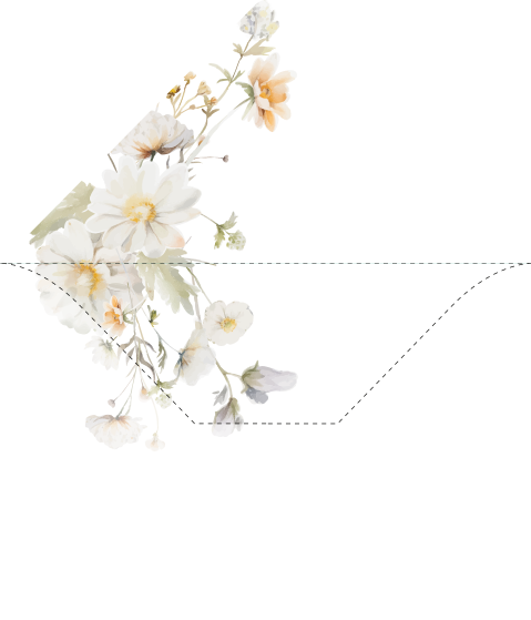 Inlay envelop trouwkaart met witte bloemen 
