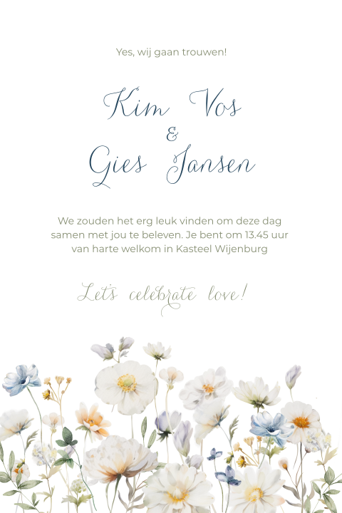 Trouwkaart met bloemen | Blooming Clarity