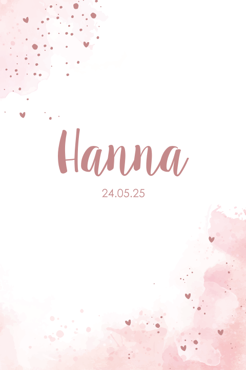 Geboortekaartje Hanna oudroze watercolor