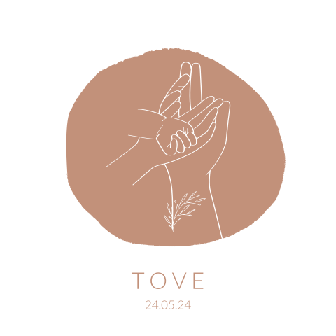 Geboorte tegeltje met lijntekening handen