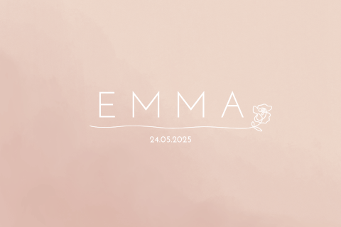 Geboortekaartje meisje met oneline roos