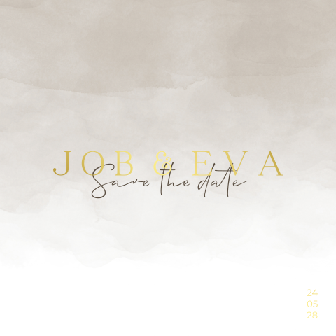 Taupe watercolor save the date kaart met ronde hoeken
