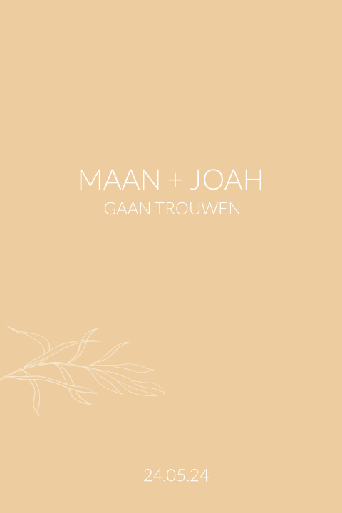 Staande trouwkaart met ronde hoeken