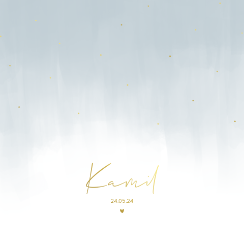 Vierkant geboortekaartje zachtblauw