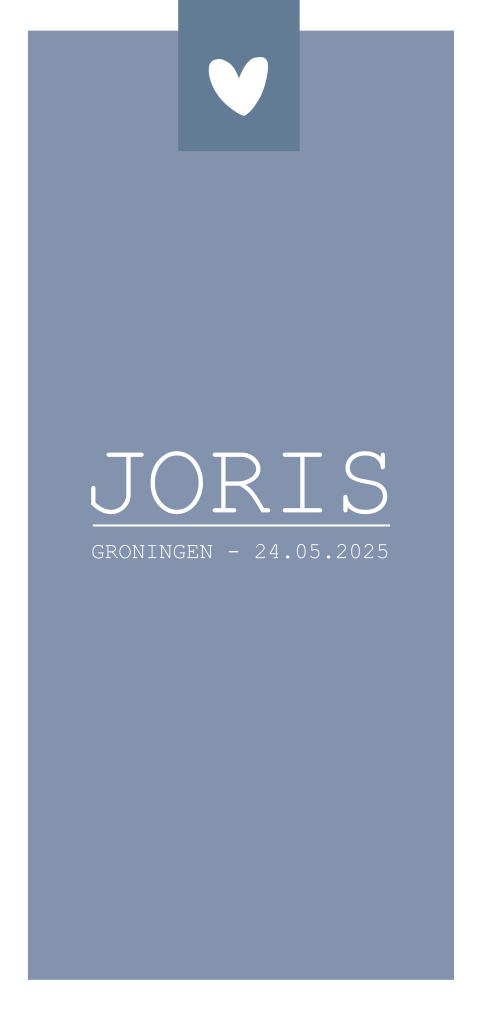 Modern geboortekaartje jongen met hartje