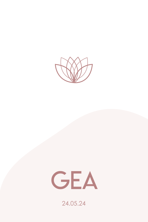 Minimalistisch geboortekaartje meisje met lotusbloem