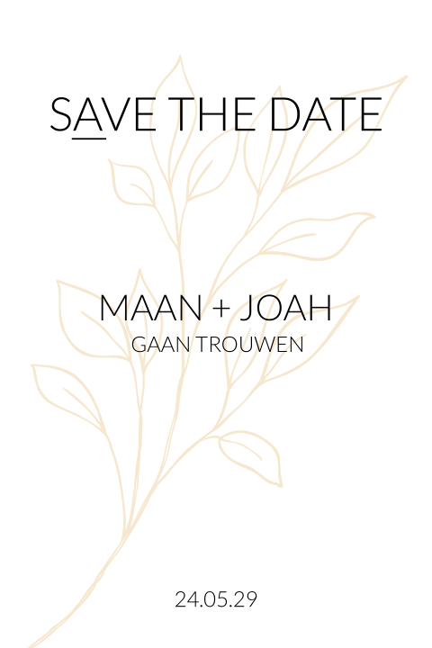 Staande save the date kaart met ronde hoeken