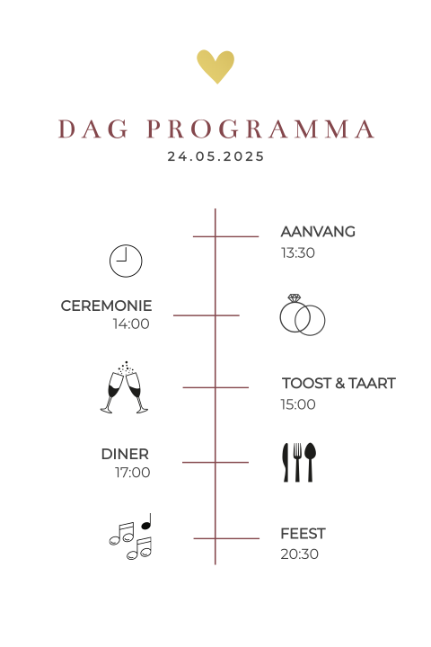 Dagprogramma met goudfolie