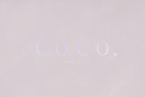 Minimalistisch lila geboortekaartje holografisch folie