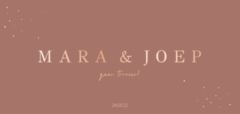 Moderne trouwkaart met roségouden details