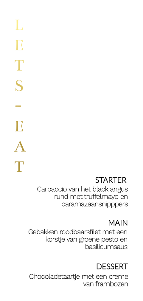 Menukaart - ginkgo blad wedding stationery