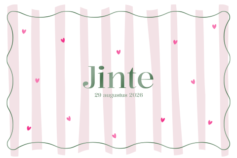 Hip geboortekaartje meisje golven en strepen | Groen en roze