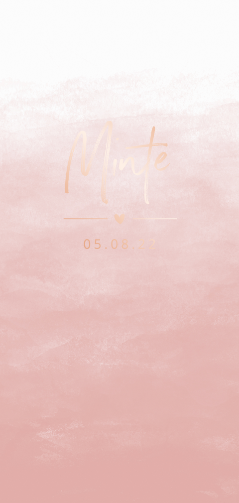 Geboortekaartje meisje watercolor roségoudfolie