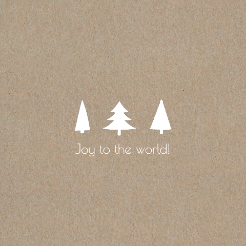Kerstkaart kerstbomen op kraft papier