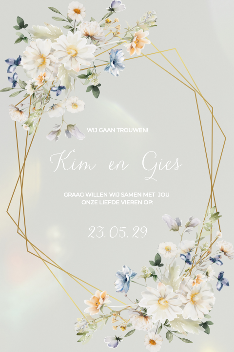 Acryl trouwkaart met bloemen frame | Blooming Clarity