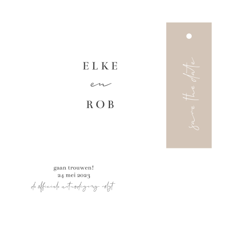 Minimalistische save the date met label