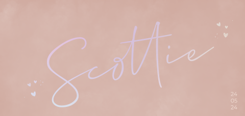 Modern oudroze geboortekaartje met holografisch folie