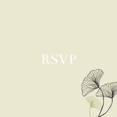 RSVP kaart - Ginkgo blad wedding stationery