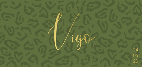 Geboortekaartje jongen met panterprint en goudfolie