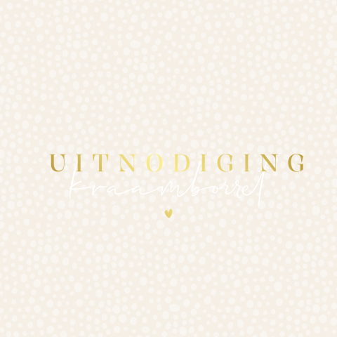 Uitnodiging kraamfeest beige goudfolie