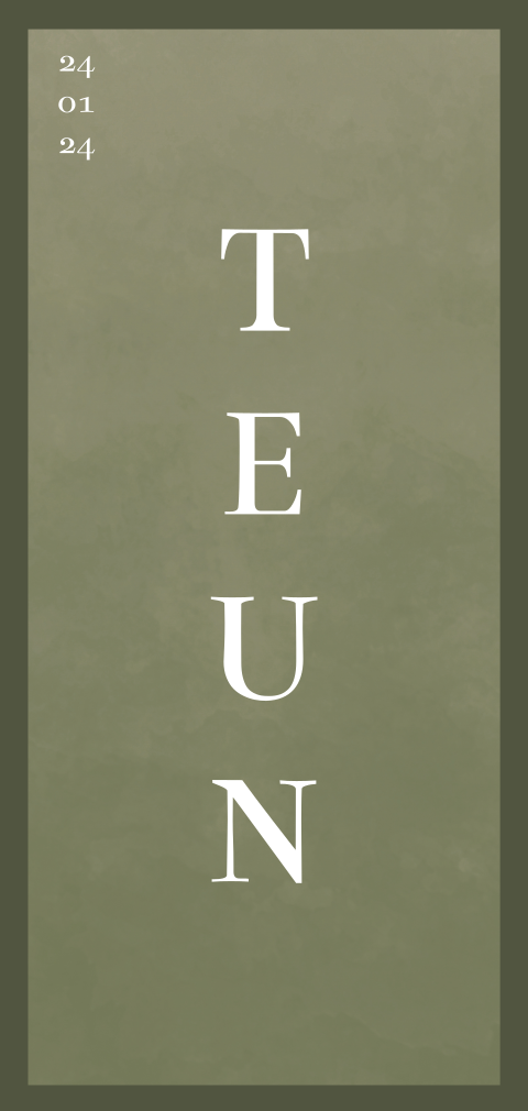 Staand geboortekaartje jongen olijfgroen watercolor