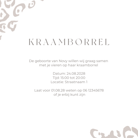 Kraamfeest kaartje panterprint calco