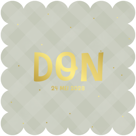 Hip geboortekaartje jongen | Vergrijst groen met ruitjespatroon