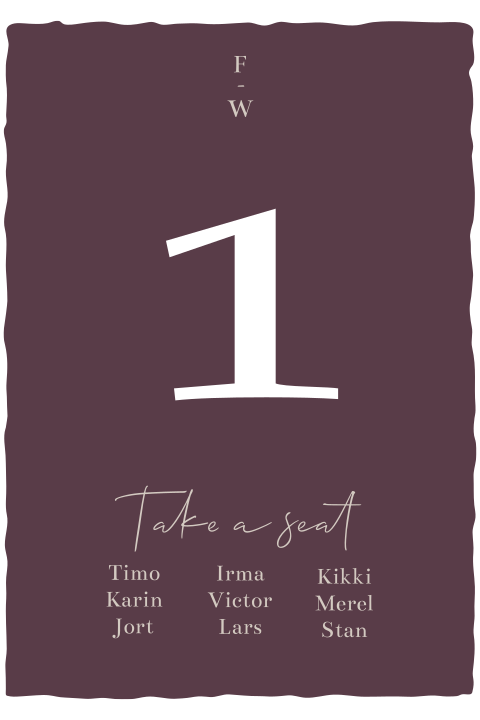 Tafelkaart Burgundy Chique