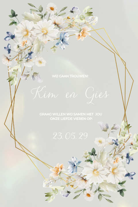 Acryl trouwkaart met bloemen frame | Blooming Clarity